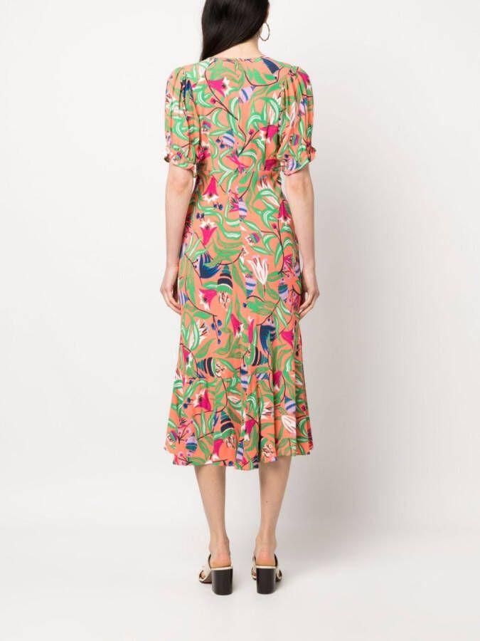 DVF Diane von Furstenberg Jurk met bloemenprint Oranje