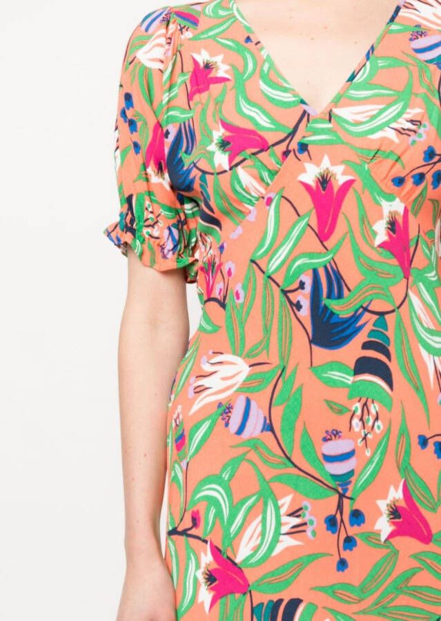 DVF Diane von Furstenberg Jurk met bloemenprint Oranje