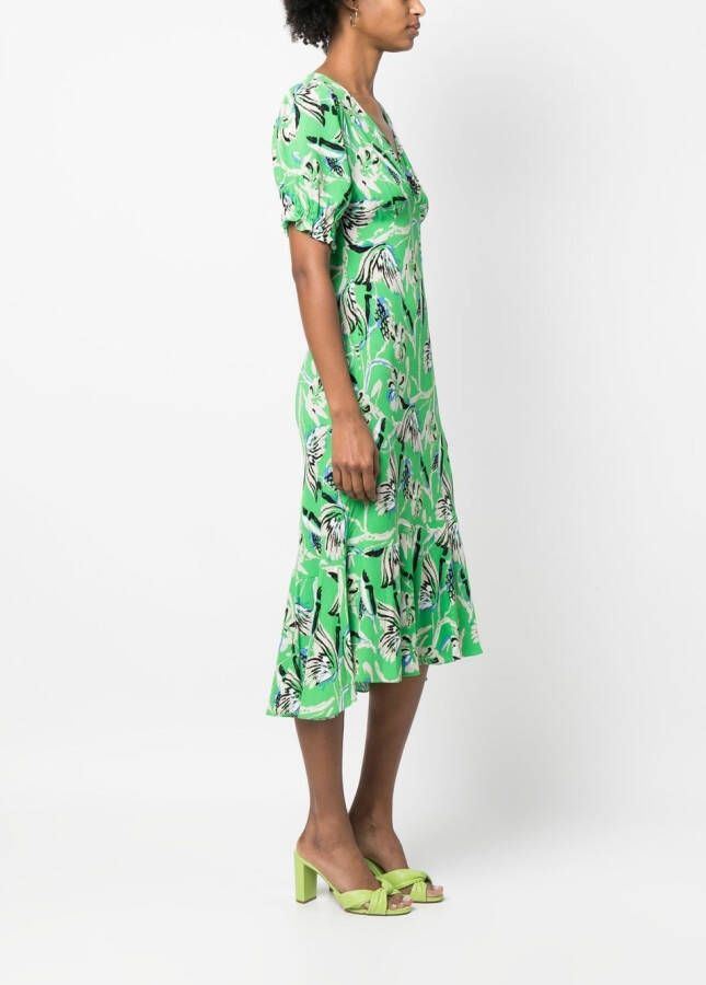 DVF Diane von Furstenberg Midi-jurk met bloemenprint Groen