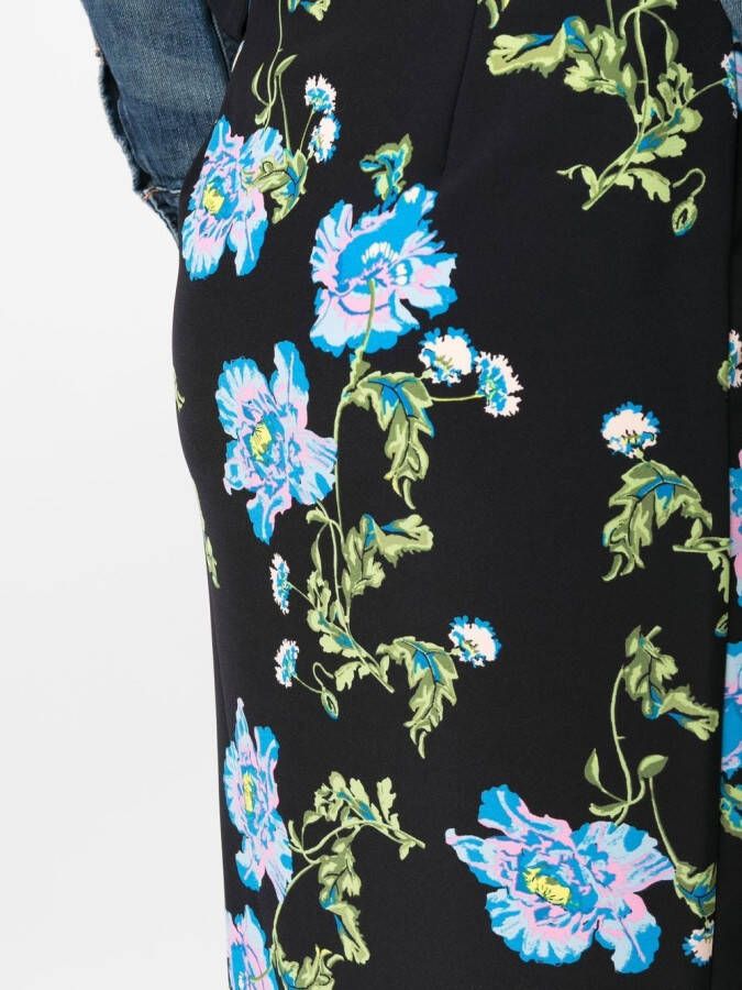DVF Diane von Furstenberg Midi-rok met bloemenprint Zwart
