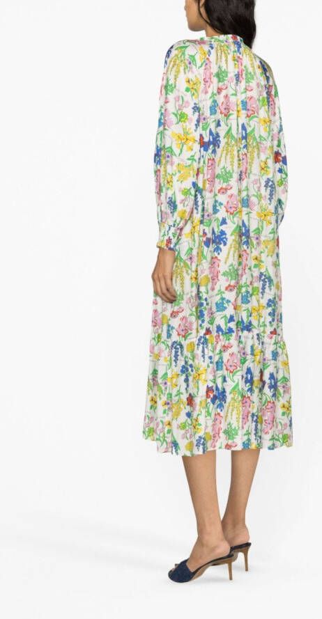 DVF Diane von Furstenberg Midi-jurk met bloemenprint Wit