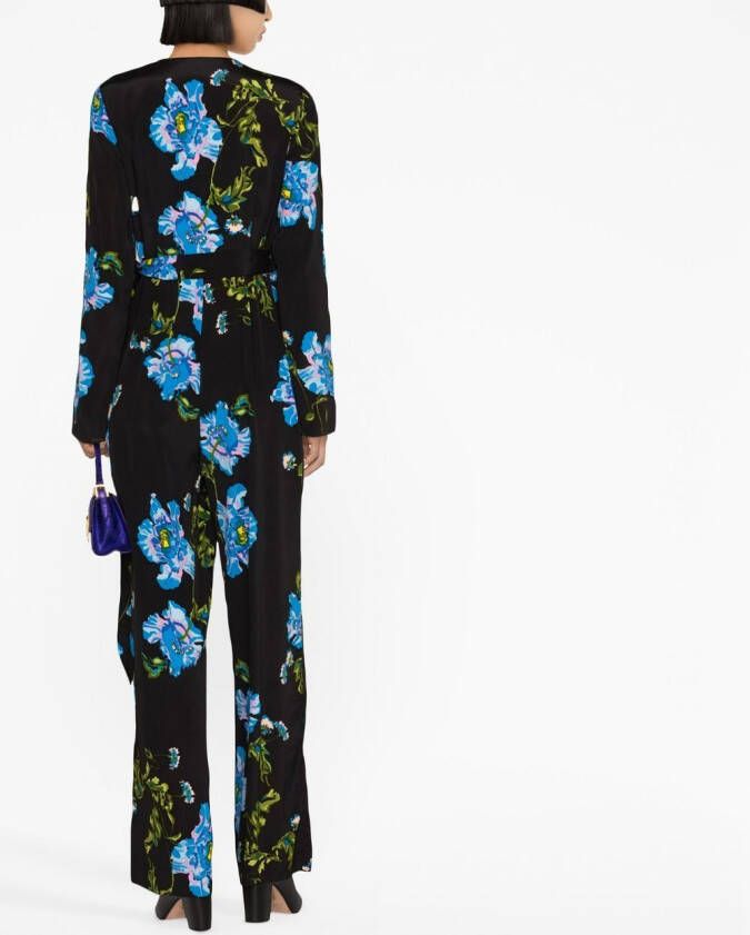 DVF Diane von Furstenberg Jumpsuit met bloemenprint Zwart