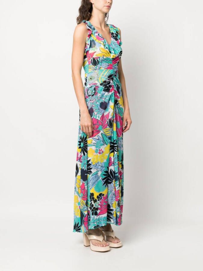 DVF Diane von Furstenberg Jurk met bloemenprint Blauw