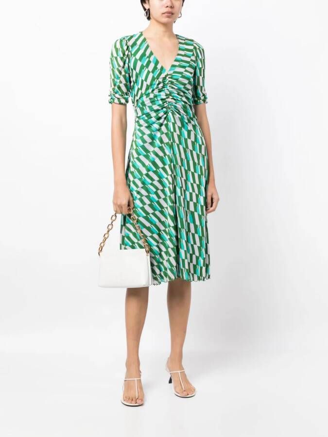 DVF Diane von Furstenberg Midi-jurk met V-hals Groen
