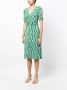 DVF Diane von Furstenberg Midi-jurk met V-hals Groen - Thumbnail 3