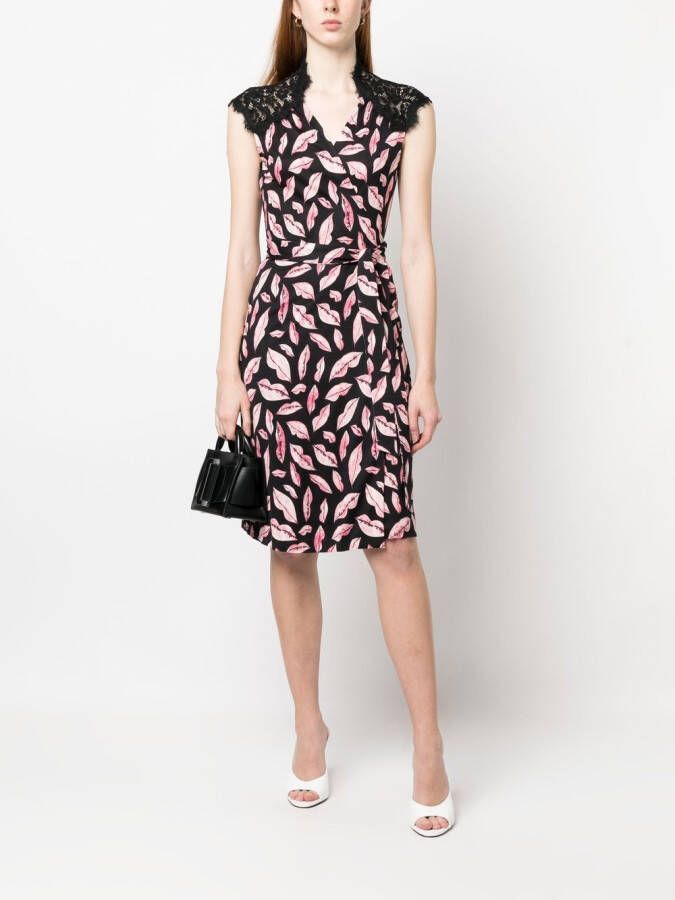 DVF Diane von Furstenberg Midi-jurk met print Zwart