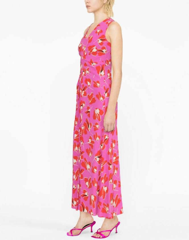 DVF Diane von Furstenberg Maxi-jurk met bloemenprint Roze
