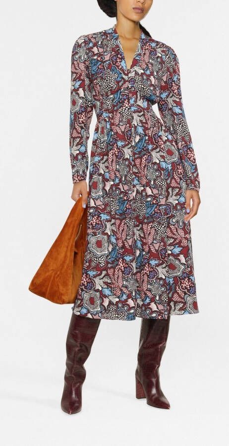 DVF Diane von Furstenberg Midi-jurk met bloemenprint Rood