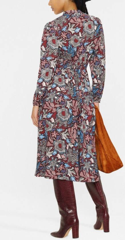 DVF Diane von Furstenberg Midi-jurk met bloemenprint Rood