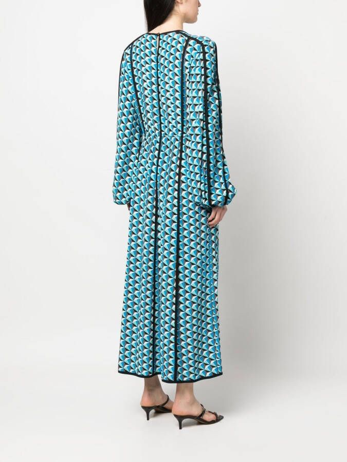 DVF Diane von Furstenberg Midi-jurk met geometrische print Blauw