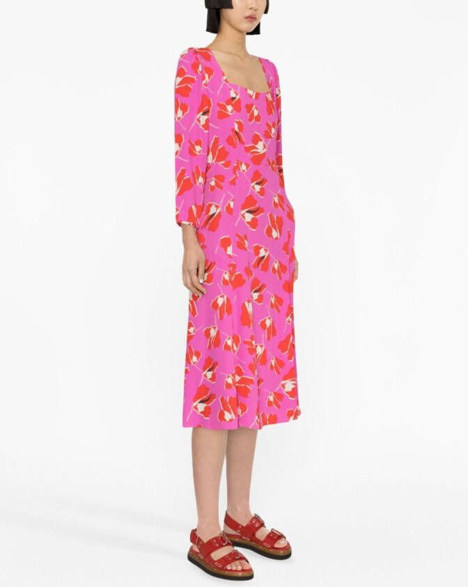 DVF Diane von Furstenberg Midi-jurk met print Roze