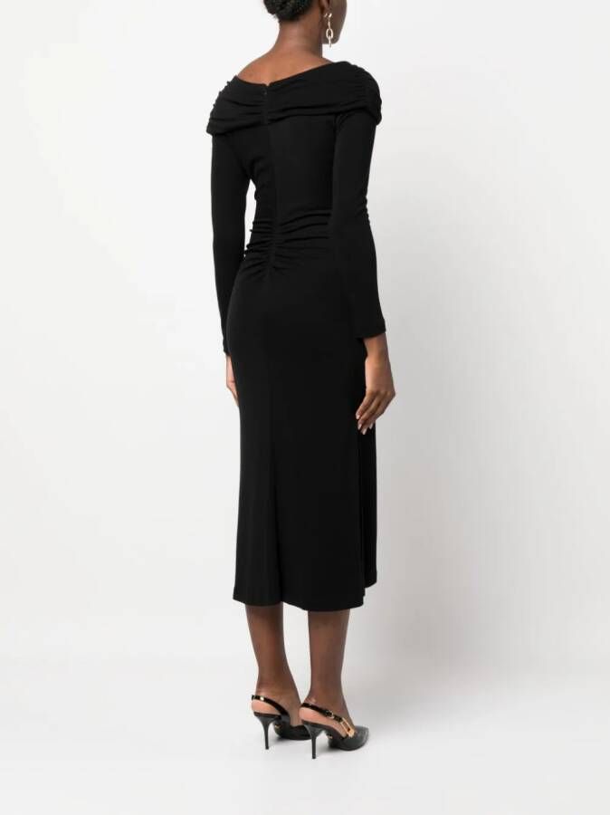 DVF Diane von Furstenberg Midi-jurk met ruches Zwart