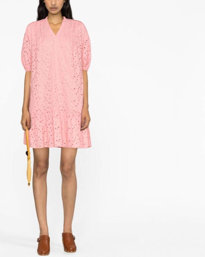 DVF Diane von Furstenberg Mini-jurk met pofmouwen Roze