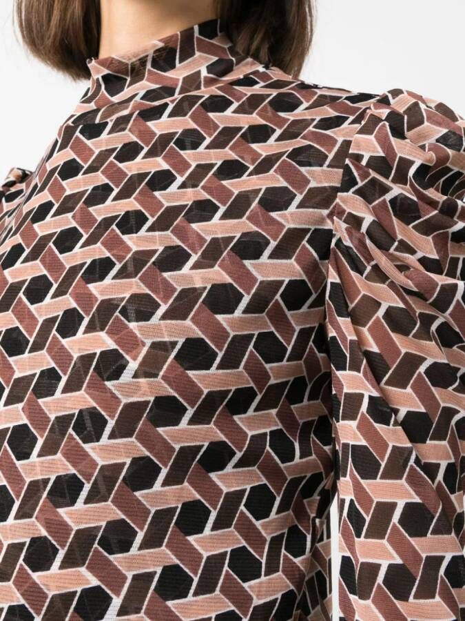 DVF Diane von Furstenberg Remy blouse met geometrische print Bruin