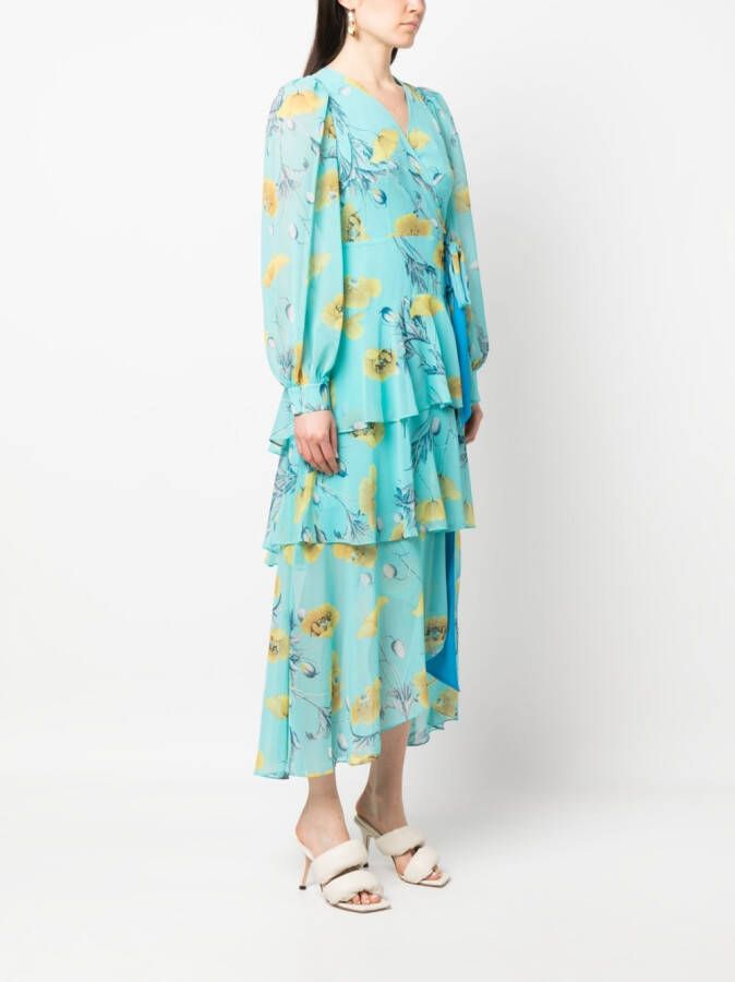 DVF Diane von Furstenberg Gedrapeerde jurk Blauw