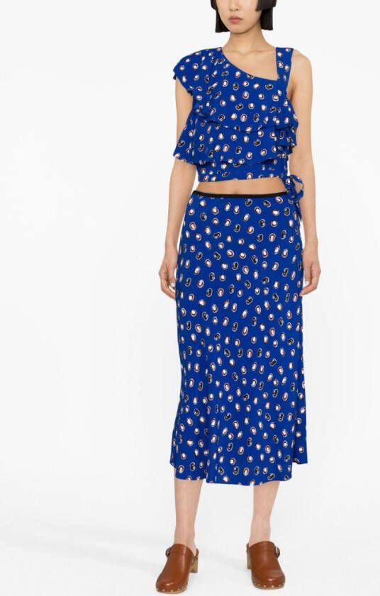 DVF Diane von Furstenberg Top met abstracte print Blauw