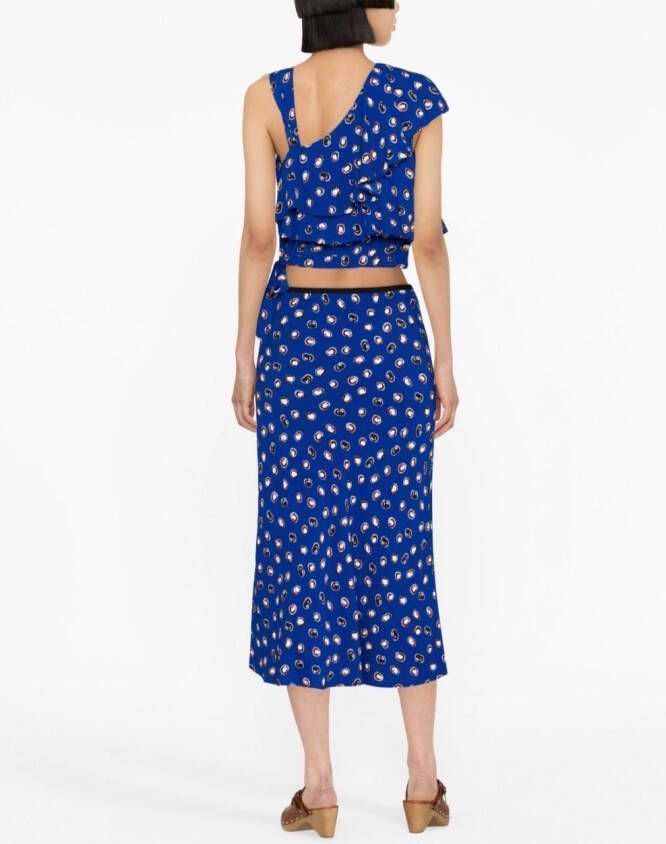 DVF Diane von Furstenberg Top met abstracte print Blauw