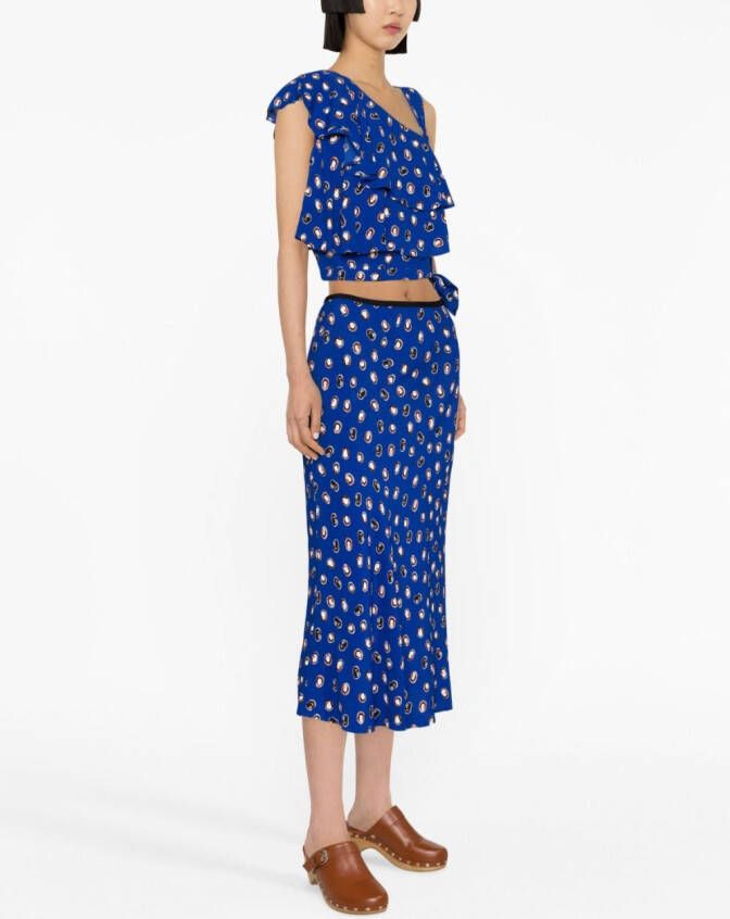 DVF Diane von Furstenberg Top met abstracte print Blauw