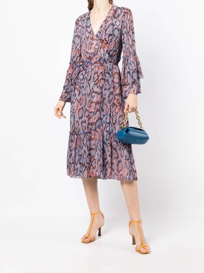DVF Diane von Furstenberg Wikkeljurk met slangenhuid effect Veelkleurig