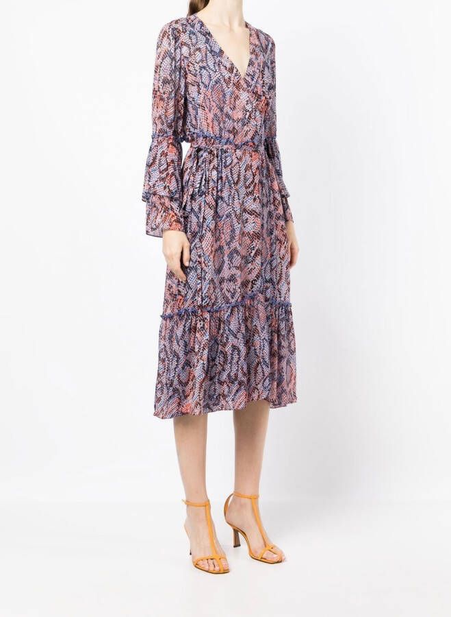 DVF Diane von Furstenberg Wikkeljurk met slangenhuid effect Veelkleurig