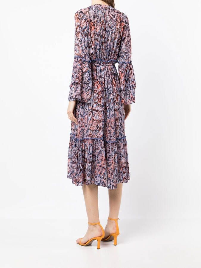 DVF Diane von Furstenberg Wikkeljurk met slangenhuid effect Veelkleurig