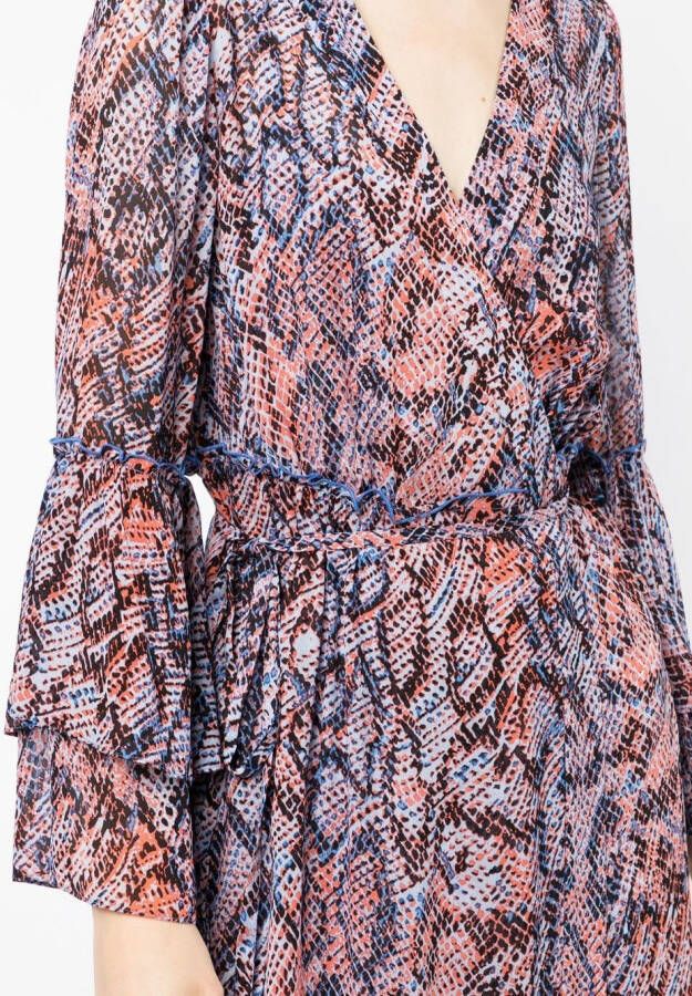 DVF Diane von Furstenberg Wikkeljurk met slangenhuid effect Veelkleurig