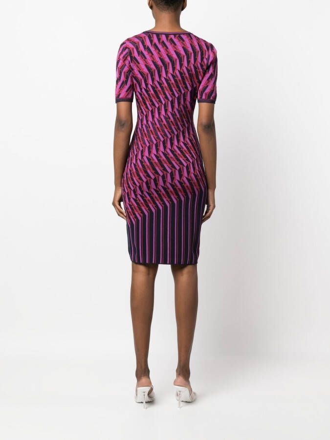 DVF Diane von Furstenberg Intarsia jurk Paars