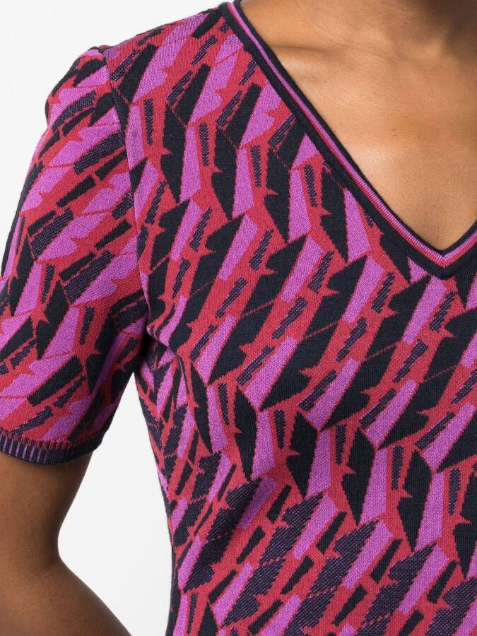 DVF Diane von Furstenberg Intarsia jurk Paars