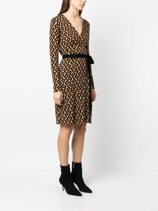 DVF Diane von Furstenberg Jurk met zigzagprint Bruin