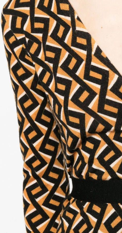 DVF Diane von Furstenberg Jurk met zigzagprint Bruin