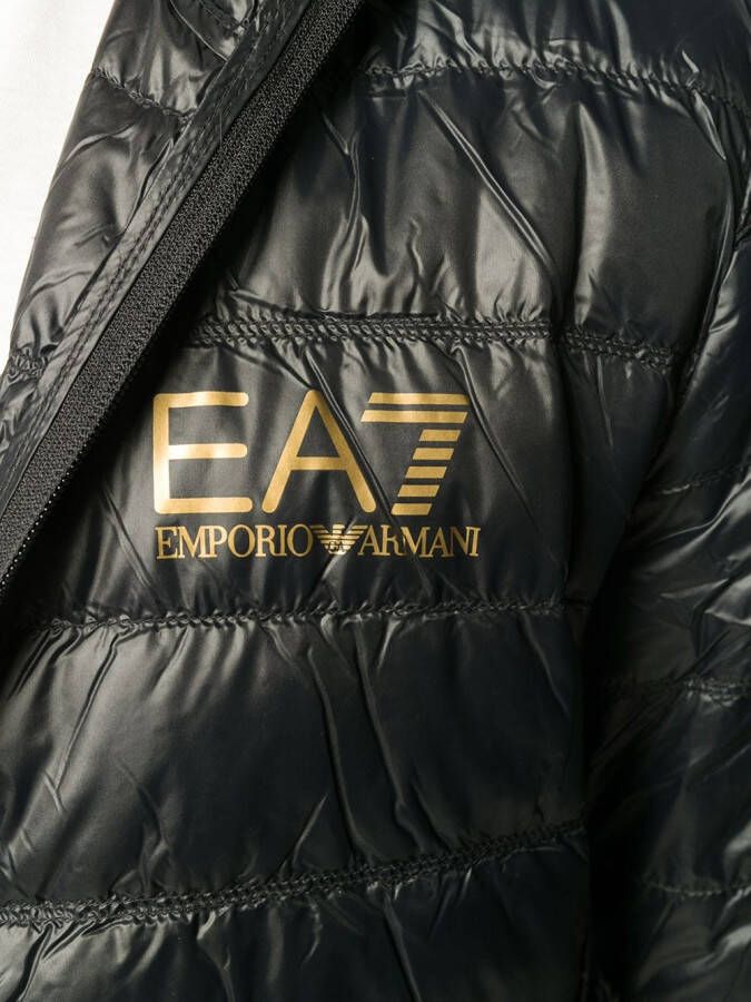 Ea7 Emporio Armani gewatteerd jack met logoprint Zwart