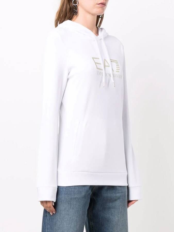 Ea7 Emporio Armani Hoodie met logo-reliëf Wit