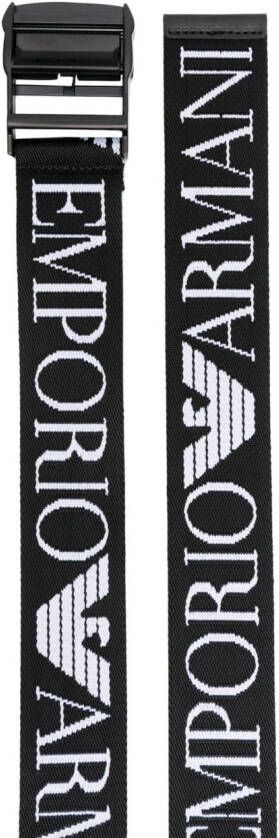 Ea7 Emporio Armani Riem met logoplakkaat Zwart
