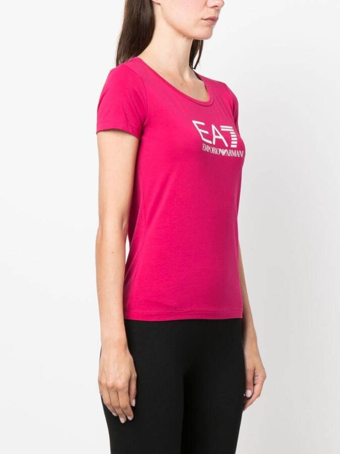 Ea7 Emporio Armani T-shirt met logoprint Roze