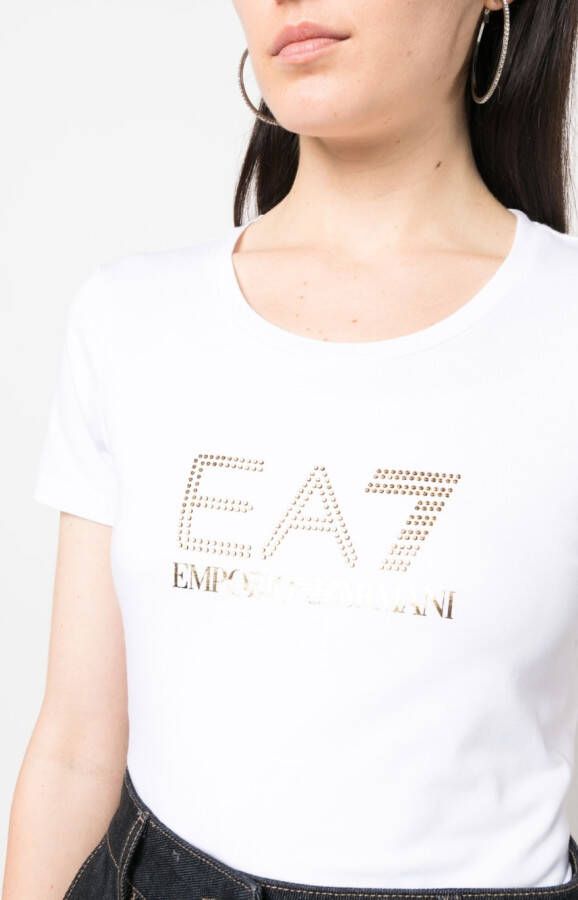 Ea7 Emporio Armani T-shirt verfraaid met stras Wit