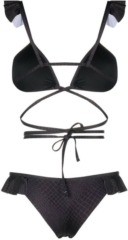 Ea7 Emporio Armani Bikini met dierenprint Zwart