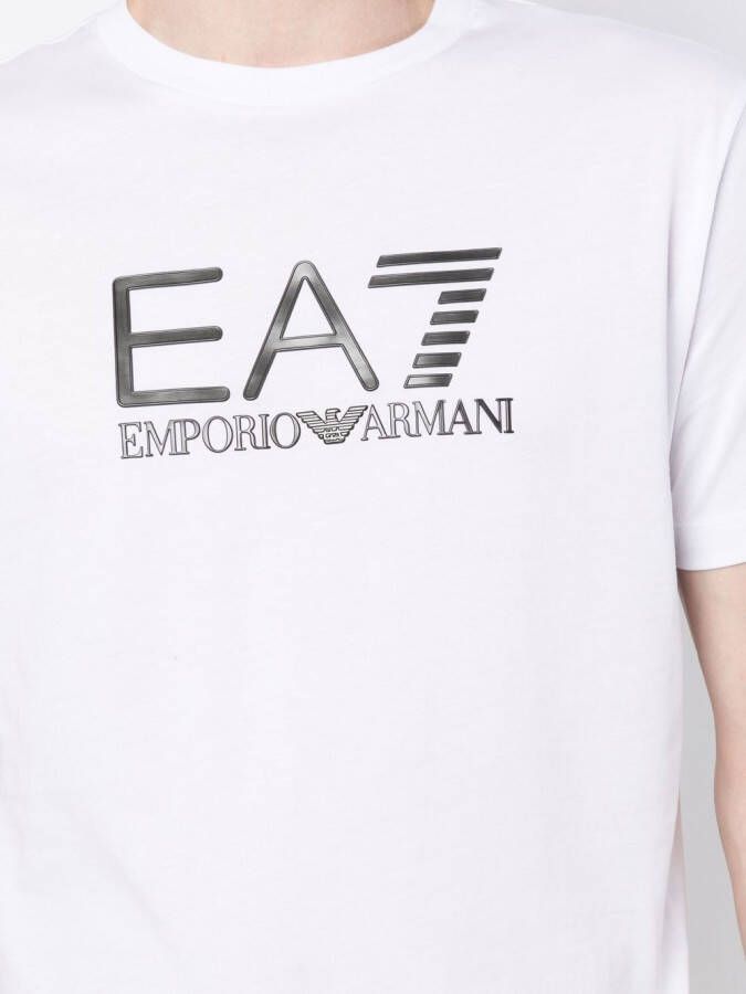 Ea7 Emporio Armani T-shirt met logo-reliëf Wit