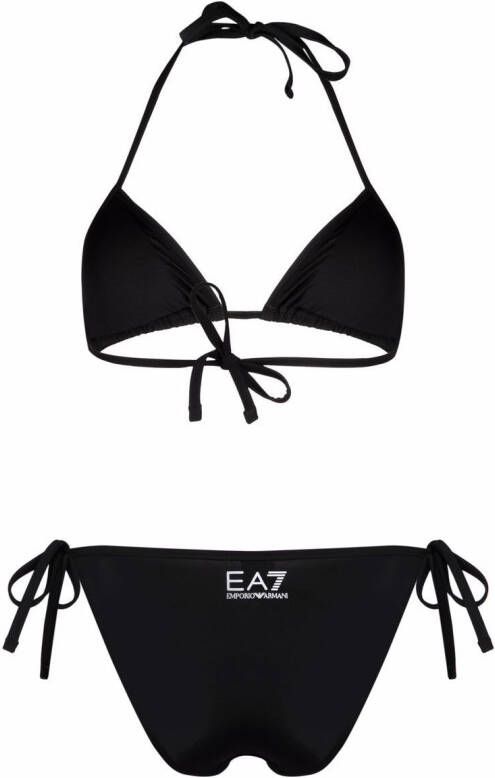 Ea7 Emporio Armani Triangel bikini met logoprint Zwart