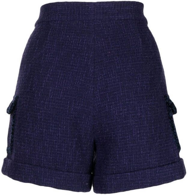 Edward Achour Paris Shorts met tweed zakken Blauw