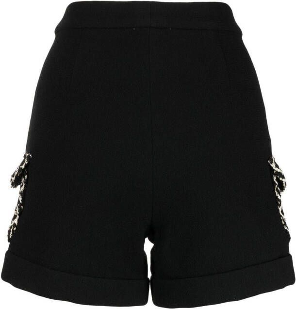 Edward Achour Paris Shorts met tweed zakken Zwart