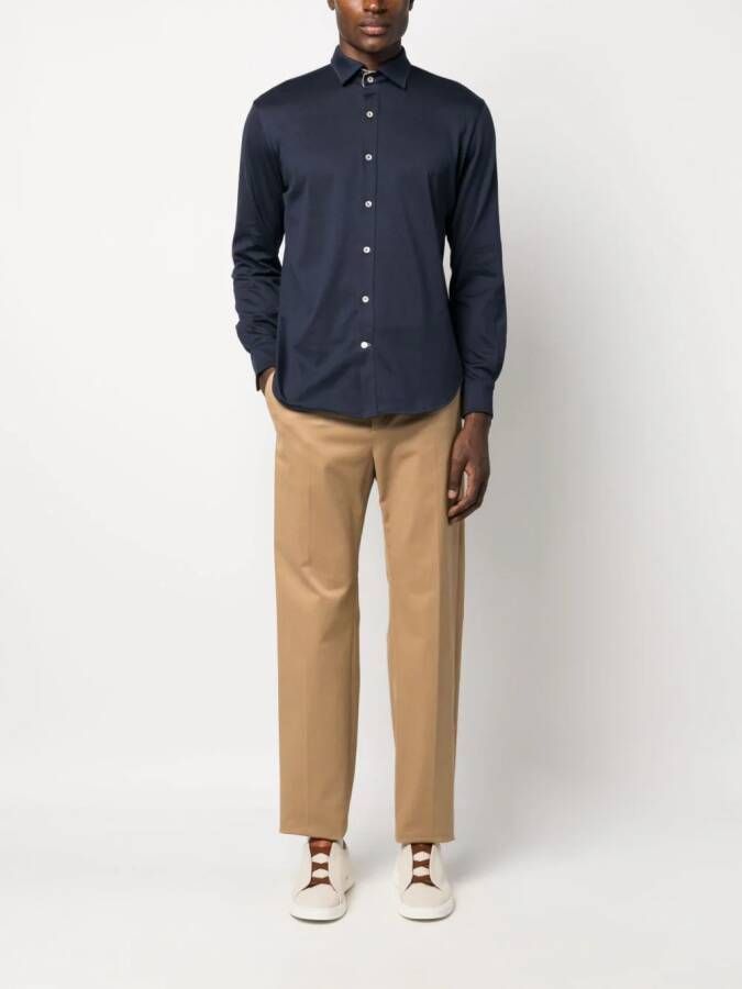 Eleventy Overhemd met contrasterende afwerking Blauw