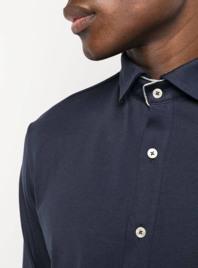 Eleventy Overhemd met contrasterende afwerking Blauw