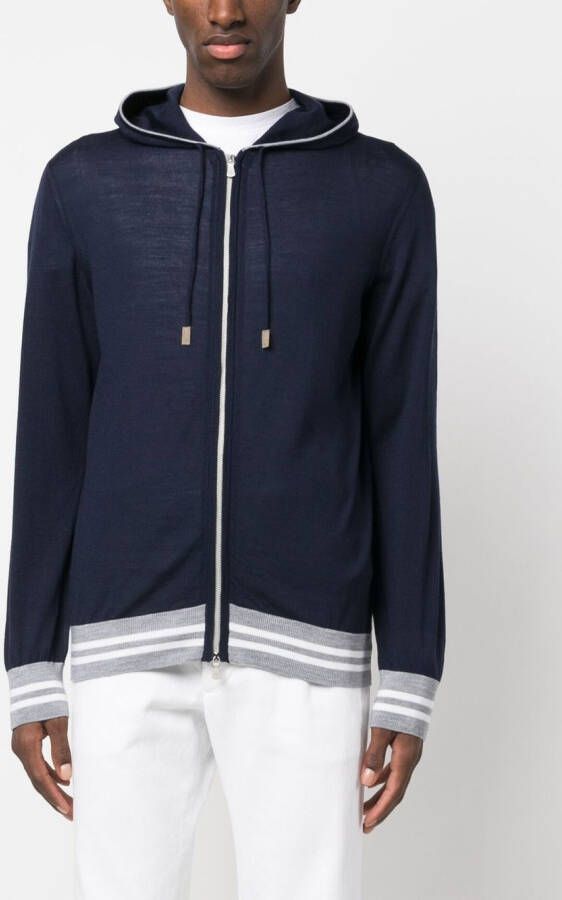 Eleventy Hoodie met rits Blauw