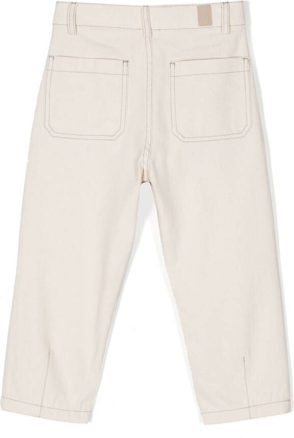 Eleventy Kids Broek met contrasterend stiksel Beige