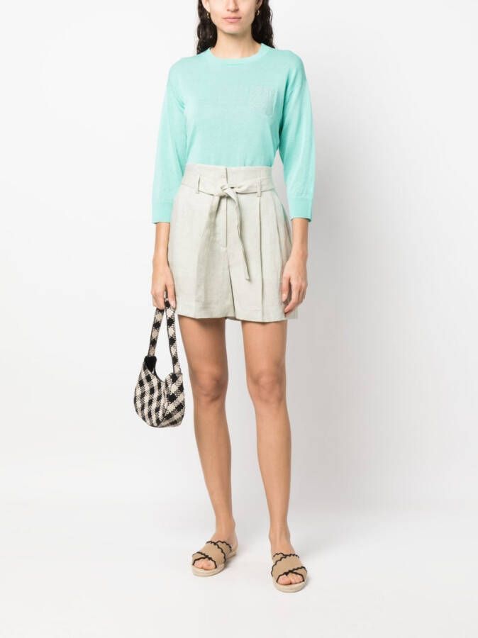 Eleventy Shorts met gestrikte taille Groen