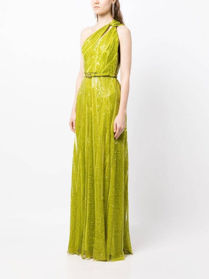 Elie Saab Asymmetrische avondjurk Groen