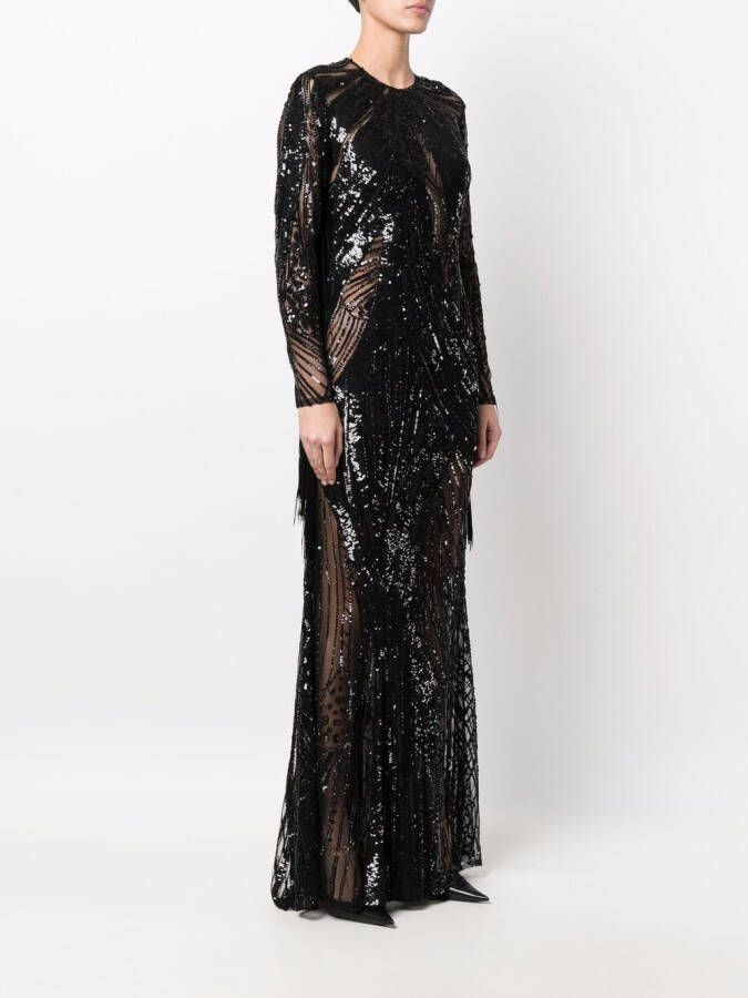 Elie Saab Avondjurk verfraaid met kralen Zwart