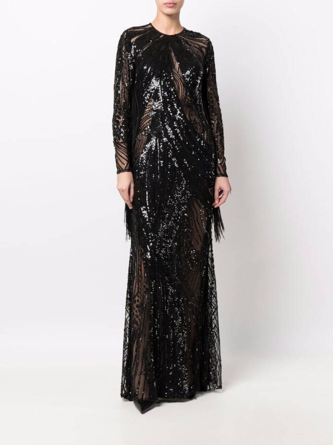 Elie Saab Avondjurk verfraaid met kralen Zwart
