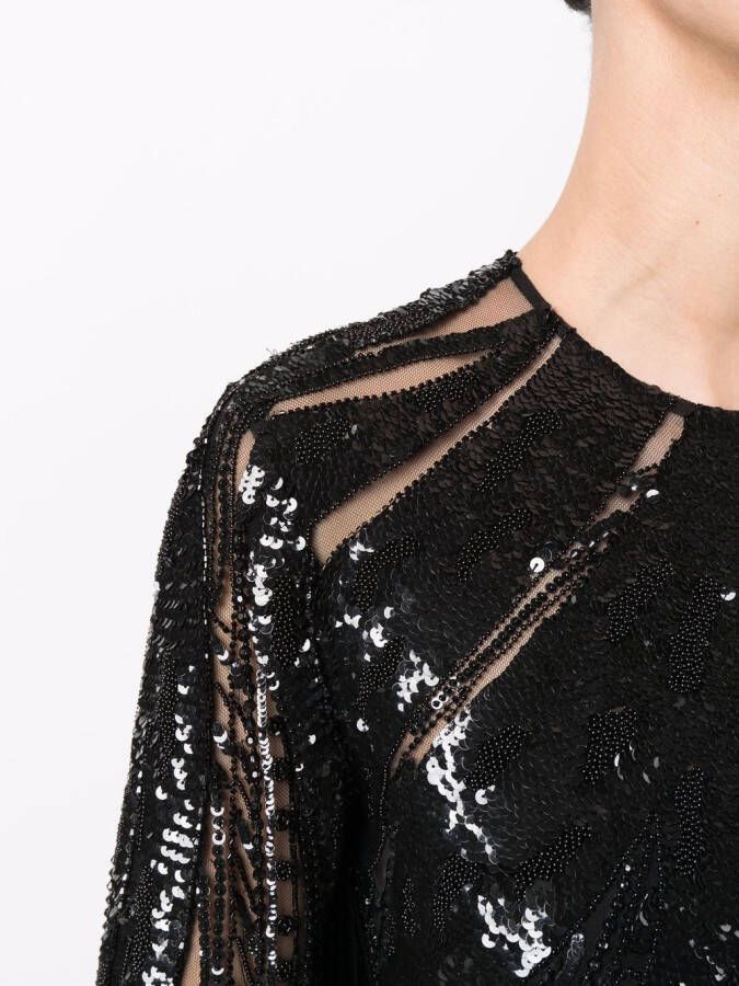 Elie Saab Avondjurk verfraaid met kralen Zwart
