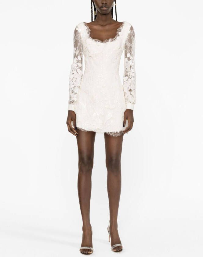 Elie Saab Mini-jurk met pailletten Wit